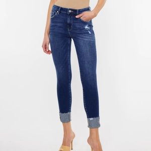 KanCan Arden High Rise Skinny Jeans Folded Hem Dark Wash Size 28 Women’s